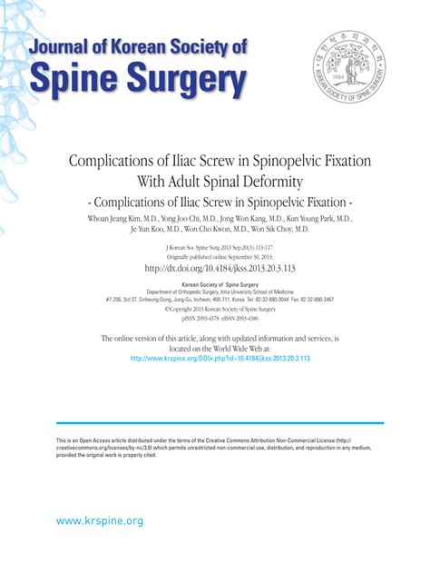 (PDF) Complications of Iliac Screw in Spinopelvic Fixation With Adult ...