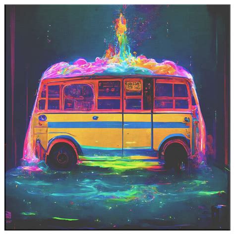 Trippy Hippie Mystery Bus Canvas Wall Art Groovy Painting - Etsy