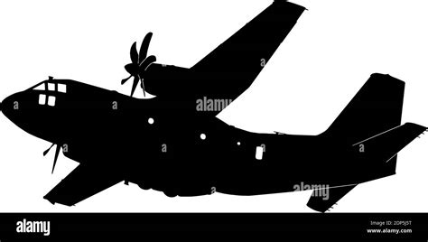 Military transport aircraft plane silhouette vector graphic on white ...