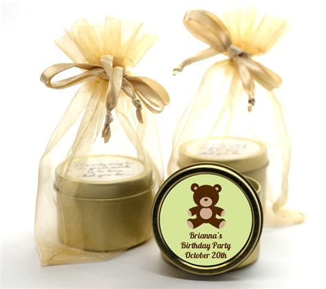 Teddy Bear Gold Tin Candle Favors | Candles & Favors