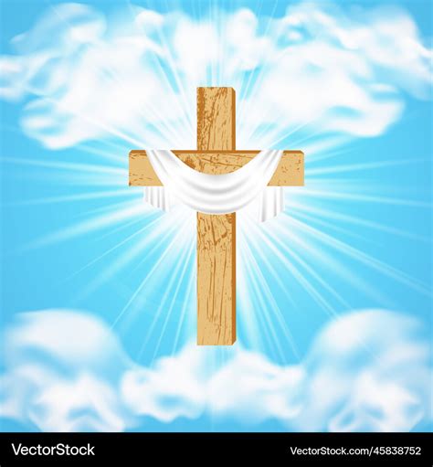 Light blue background with christian wooden cross Vector Image