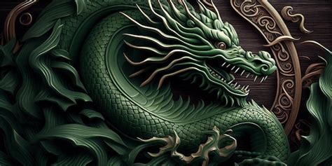 Premium Photo | Green wooden dragon symbol of 2024 Lunar New Year ...