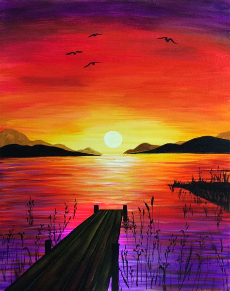 drawing sunset的圖片搜尋結果 | Easy landscape paintings, Sunset painting ...