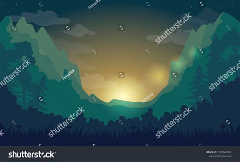 Forest Background Sunrise Stock Vector (Royalty Free) 1187663812 ...