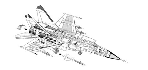 Mikoyan-Gurevich MiG-25 Cutaway Drawing in High quality