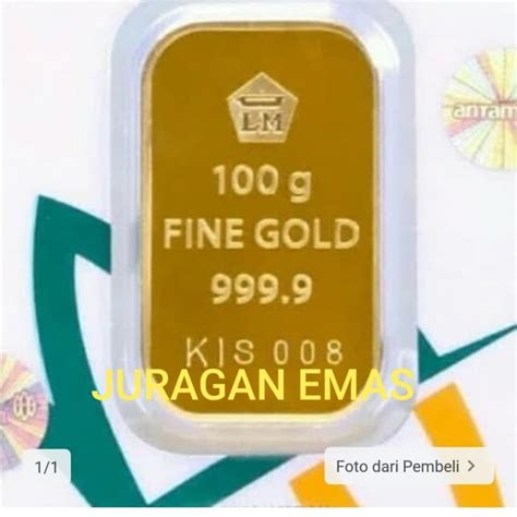 Jual 100 GR (GRAM) PRESS HIJAU LOGAM MULIA/LM/EMAS BATANGAN ANTAM ...