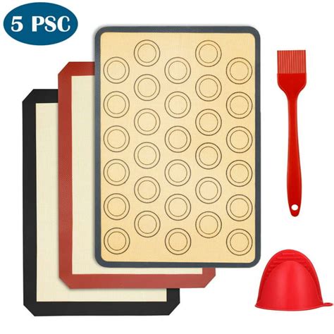 5Pcs Reusable Silicone Baking Mats Set, Non Stick Silicone Liner for ...