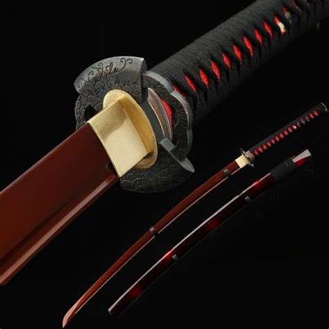 Red Katana Full Tang Red Printed Blade Real Katana Japan Samurai Sword ...