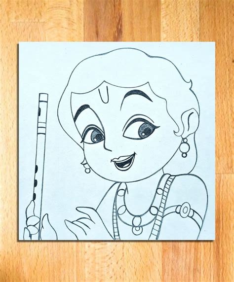 cute krishna drawing stes easy (step by step), krishna drawing tutorial ...