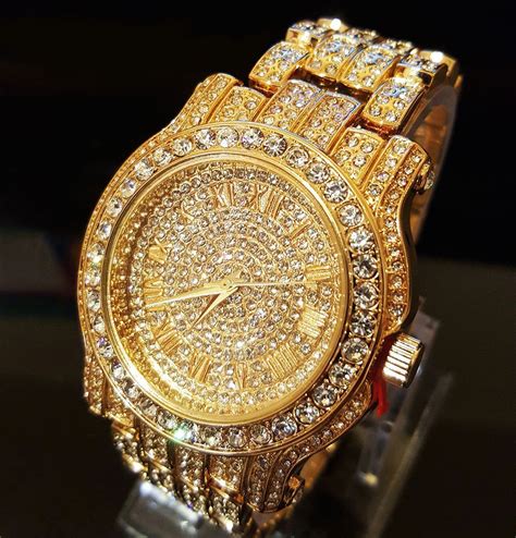 18k Gold / Rose Gold / Stainless Steel Iced Out Bling Watch | Gold ...