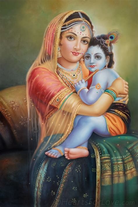 Lord Krishna and Yashoda, Iconic Image for Love and Devotion. Large ...