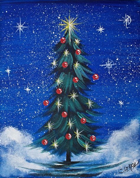 Simple Christmas TREE Step By Step Acrylic Painting On Canvas For ...