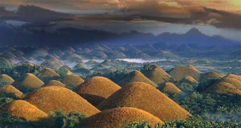 an aerial view of the chocolate hills in boholi, new zealand that are ...