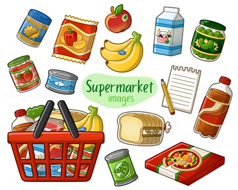 Supermarket Daily Shop 1 Grocery Clip Art Images Digital Download - Etsy UK