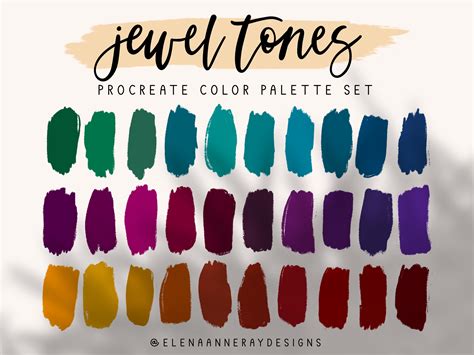 Jewel Tones Procreate Palette, 30 Colors, Color Palette, Procreate ...