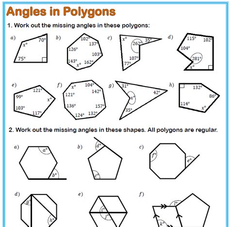 Finding Sum Of indoors Angles Of Polygons Worksheet