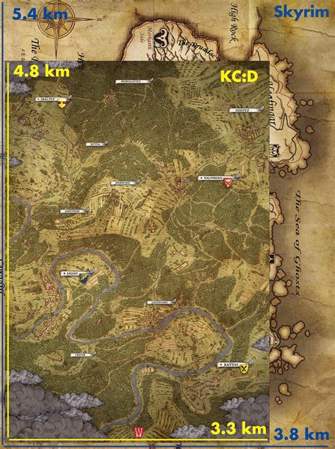 Approximated map size comparison: KC:D and Skyrim (rotated) : r/kingdomcome