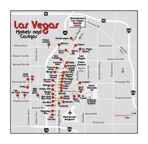 Map of Las Vegas hotels and casinos | Las Vegas | Nevada state | USA ...