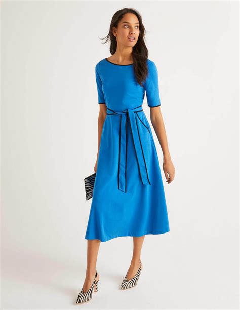 Ruby Ponte Midi Dress Bold Blue | Boden Womens Fit & Flare Dresses ...