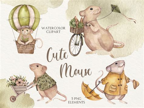 Cute Mouse Watercolor Clipart Little Animals Nursery Art - Etsy Australia