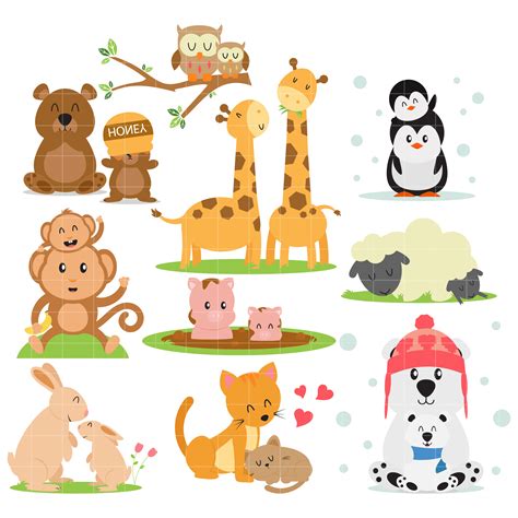 Animal Families Arts Set Semi Exclusive Clip Art Set For Digitizing and ...