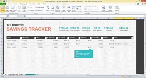 Coupon Savings Tracker Template for Excel