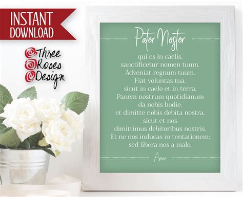 Pater Noster Latin Prayer Our Father Print It Yourself Instant Download ...