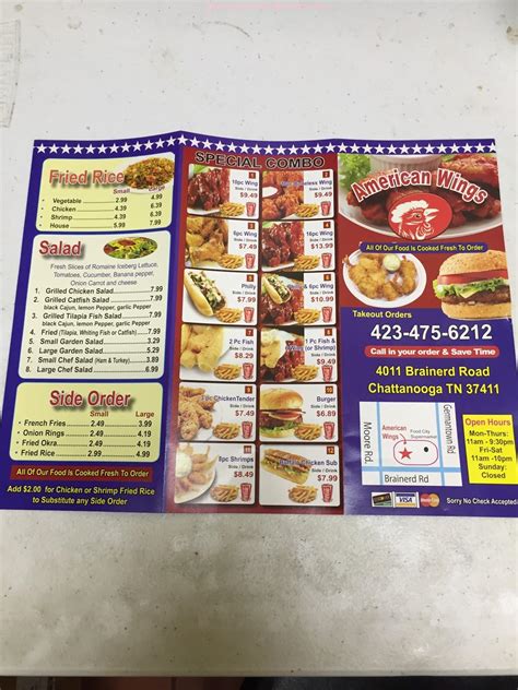 Online Menu of American Wings Restaurant, Chattanooga, Tennessee, 37411 ...