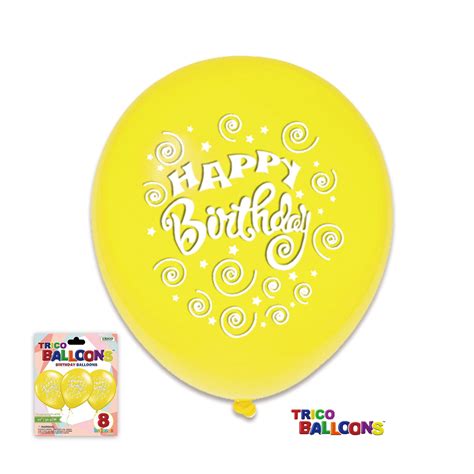 12" "Happy Birthday" Latex Helium Balloons 8 Count Package - Light ...