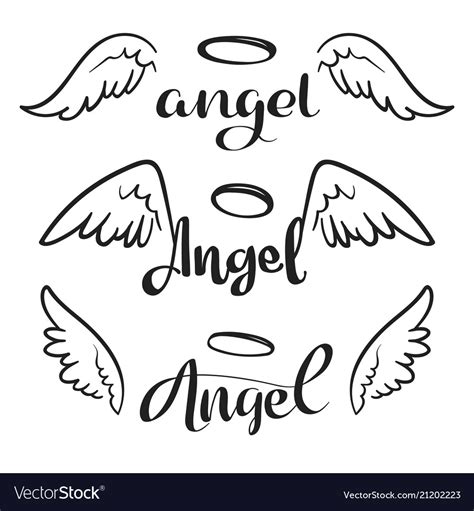 Doodle flying angel wings with halo sketch Vector Image