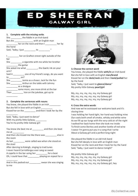 Ed Sheeran - Galway Girl song and nu…: English ESL worksheets pdf & doc