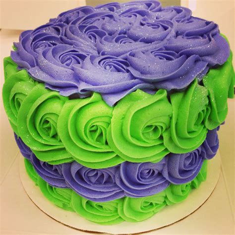 Purple & Green Rosette Cake by Goodie Girls Green Birthday Cakes ...