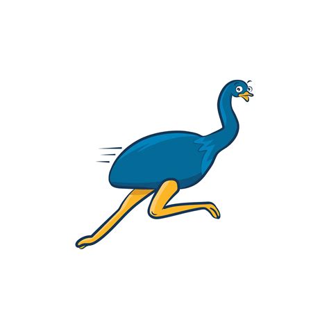 Blue running emu cartoon vector. 5895826 Vector Art at Vecteezy