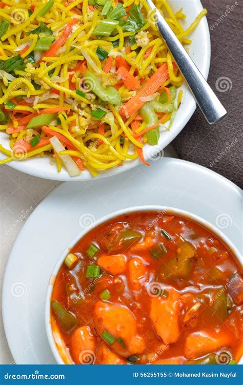 Noodles with Chicken Manchurian Stock Image - Image of cuisine, culture ...