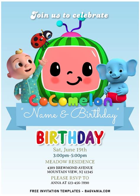 Cocomelon Birthday Party Invitation Template Free - Printable Form ...