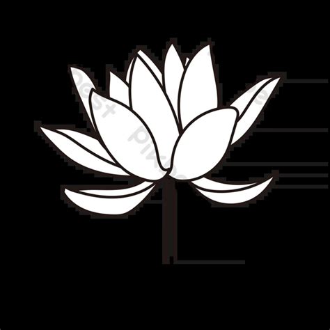 Black And White Illustration Of A Lotus Flower Clipart Black And White ...