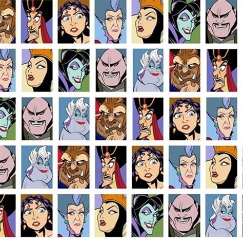 Cotton Fabric - Character Fabric - Disney Villains Grid Ursula Scar ...