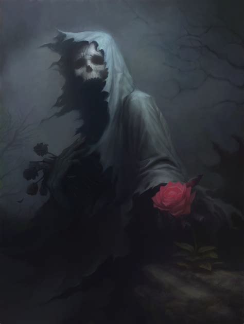 skull, dark, fantasy art, death, rose, HD Wallpaper | Rare Gallery