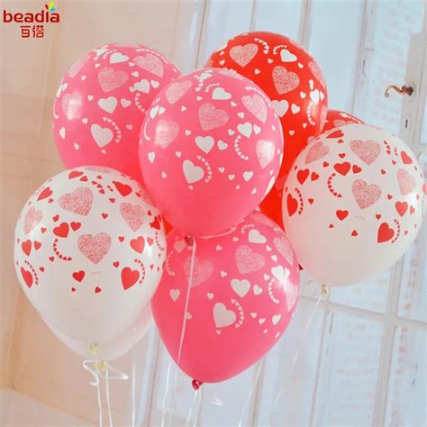 12 Inches 20pcs/lot Printed Full Festive Heart Balloon For Wedding ...