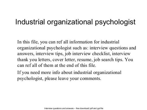 Sample resume for industrial organizational psychologist ...