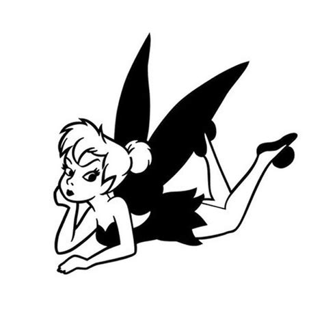 Tinkerbell black and white clipart 2 - WikiClipArt | Disney sticker ...