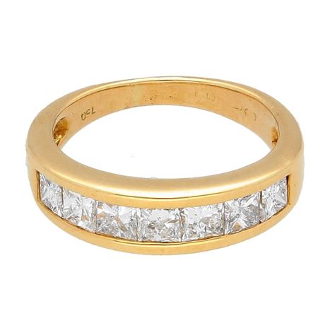 18Carat Yellow Gold Channel Set Princess Cut Diamond Eternity Ring ...