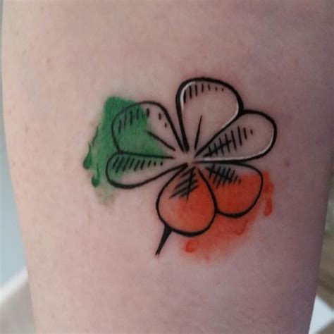 Watercolor Shamrock Tattoo On Side Leg | Irish tattoos, Shamrock ...