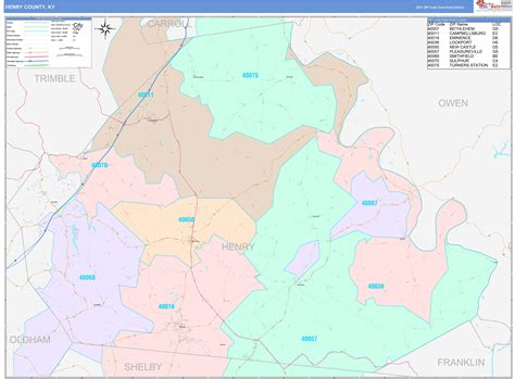 Henry County, KY Wall Map Color Cast Style by MarketMAPS