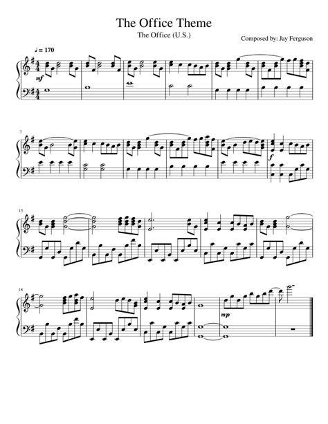 The Office Theme sheet music for Piano download free in PDF or MIDI