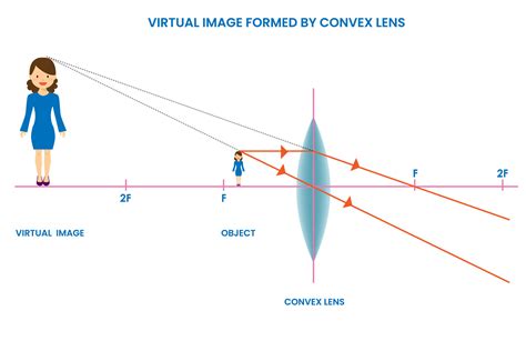 Convex lens forms virtual image, Upright, located behind the lens ...