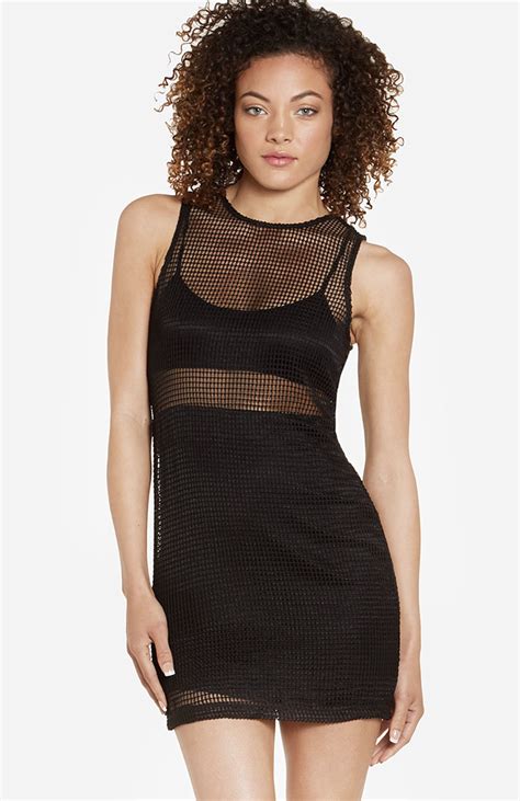 Net Mesh Mini Dress in Black | DAILYLOOK