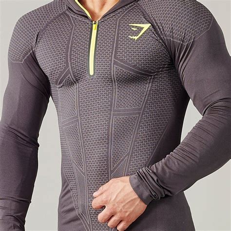 Gymshark Onyx Seamless Hooded Top - Charcoal | Mens workout clothes ...