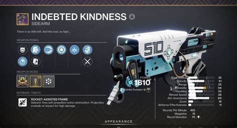 Destiny 2 Indebted Kindness Arc Sidearm - Deltia's Gaming