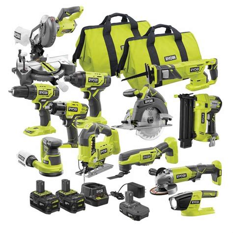 RYOBI ONE+ 18V Cordless 12-Tool Combo Kit with 3 Batteries and Charger ...